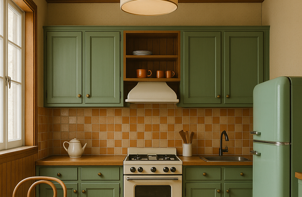Retro Keuken met Groene Kastjes