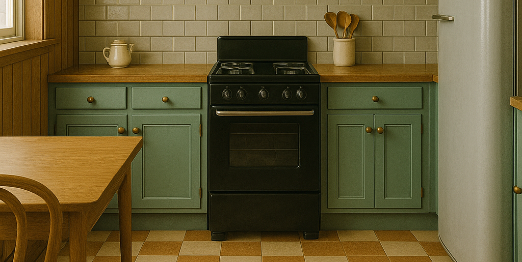 Retro Keuken met Pastelkleuren en Vintage Accenten